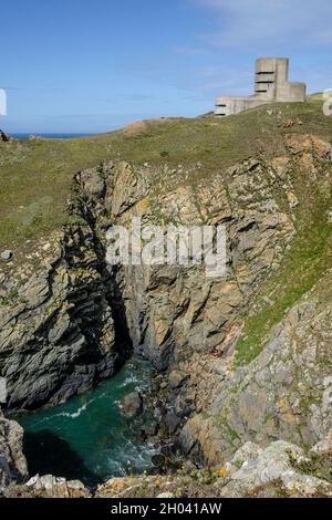 German World War Two Observation Tower MP4 L'Angle, Pleinmont, Guernsey, Channel Islands Stock Photo