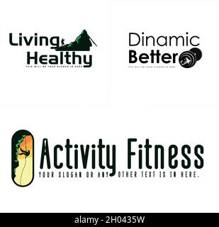 Physical fitness climb mountain adventure logo design Stock Vector