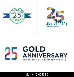 Modern 25th anniversary celebration colorful logo design Stock Vector