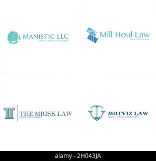 Modern icon law pillar scale balance logo design Stock Vector