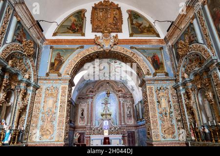 Altar of the Igreja de Nossa Senhora dos Remédios catholic church in Castro Verde, Portugal, Europe Stock Photo