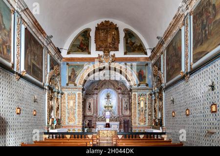 Altar of the Igreja de Nossa Senhora dos Remédios catholic church in Castro Verde, Portugal, Europe Stock Photo