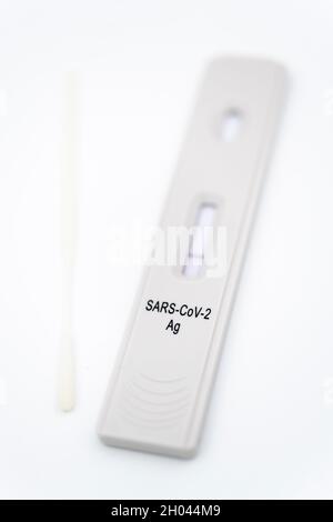 Rapid lateral flow test for SARS-CoV-2 Ag - quick test for Covid-19 Stock Photo