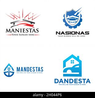 Modern home car wash logo design Stock Vector