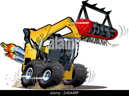 Vector Cartoon Mulcher Tractor. Available EPS-10 vector format separated by groups for easy edit Stock Vector