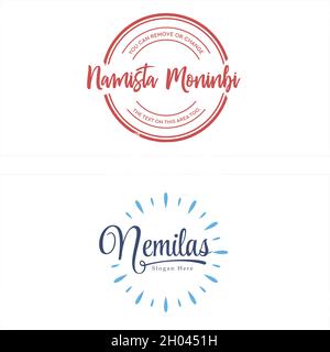 Modern flat line art circle lettering logo design Stock Vector