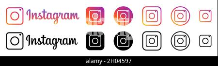 Vinnytsia, Ukraine - October 7, 2021: Instagram Vector Logo Set. Editorial Icons isolated on white background Stock Vector