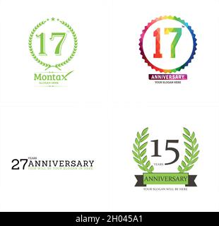 Set of anniversary logotype number designs Stock Vector