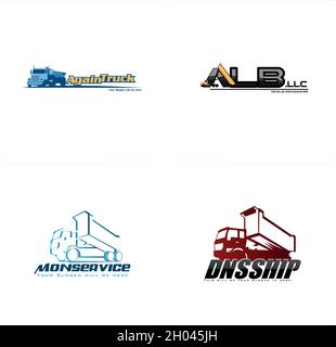 Set of truck container logo design Stock Vector