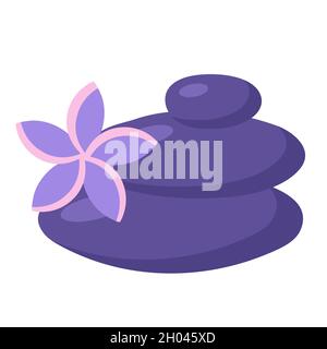 Balance stones with plumeria flower. SPA and massage concept. Zen element in trendy style. Vector illustration in flat style. Stone, wellness, balance Stock Vector
