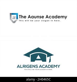 Initial logo academy graduation cap design vector Stock Vector