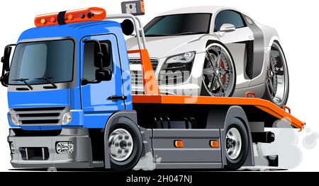 Cartoon tow truck isolated on white background. Available EPS-10 vector format separated by groups and layers for easy edit Stock Vector