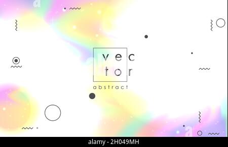 Vector abstract holographic background 80s - 90s, trendy colorful texture in pastel neon color design. Stock Vector