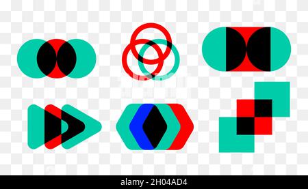 Set of geometric abstract overlap shapes Stock Vector