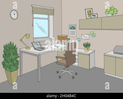 Office graphic color interior sketch illustration vector Stock Vector