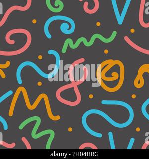 Hand drawn abstract seamless pattern in Memphis style Stock Vector