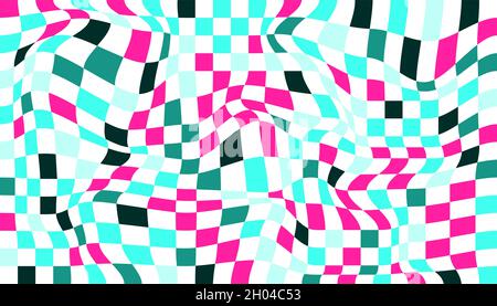 Checkered background with distorted squares Stock Vector