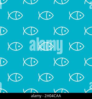 Fish pattern. Seamless minimal background with marine line animals for textiles Stock Vector