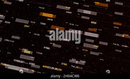Small blocks of data and numbers flowing on a dark background, seamless loop. Animation. Visualization of data transfering Stock Photo