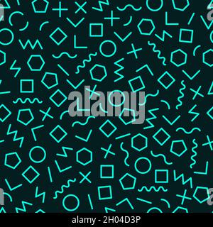 Geometric abstract background in style of memphis. Seamless creative retro pattern with geometric shapes Stock Vector