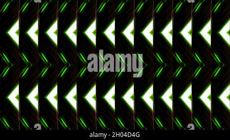 Triangular pattern with luminous lines. Motion. Kaleidoscopic pattern of triangles shimmering with neon colors. Repeating pattern of triangles and lin Stock Photo
