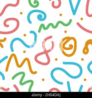 Hand drawn abstract seamless pattern in Memphis style Stock Vector