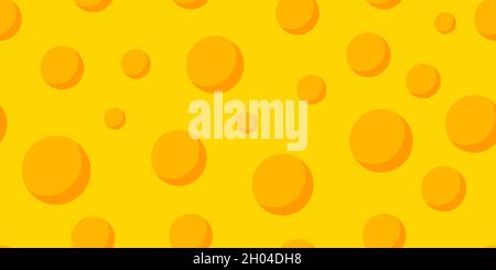 Seamless yellow cheese pattern. Cheese with round holes Stock Vector