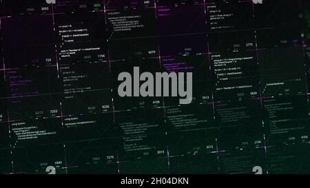 Computer black screen with words and code, processing cyber attack ...