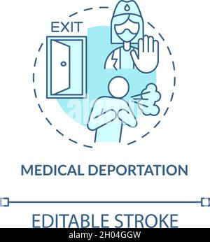 Medical deportation blue concept icon Stock Vector