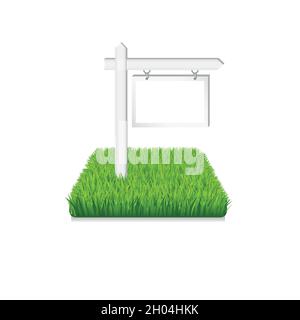 Sign on green grass. Real estate icon Stock Vector