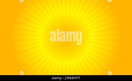 Sun banner. Solar explosion yellow and orange background with rays. Summer backdrop for sale. Vector template Stock Vector