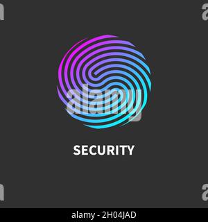 Security icon. Security round logo. Identification symbol, sign. Fingerprint concept. Vector illustration Stock Vector