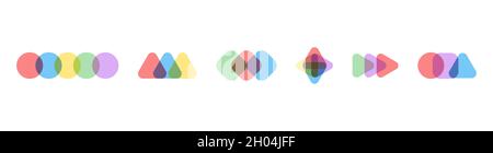 Geometric element of logo. Overlap colorful geometric shape - circle, square, rhombus. Vector illustration Stock Vector