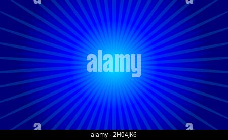 Summer sky with rays abstract banner. Blue background. Vector gradient illustration. Stock Vector