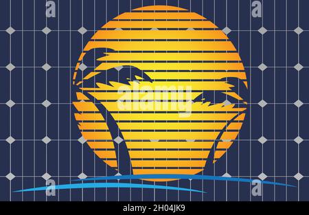 Solar photovoltaic module. Green energy sustainable resources concept. Solar photovoltaic with Sun. Vector and illustration design. Stock Vector