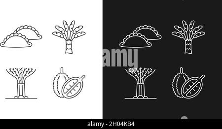 Plants in Singapore linear icons set for dark and light mode Stock Vector