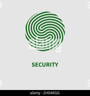 Security icon. Security round logo. Identification symbol, sign. Fingerprint concept. Vector illustration Stock Vector