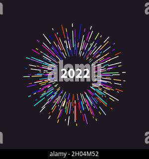 Bright circle hipster colorful frame, tag new 2022. Template for new year in retro style. Vector illustration Stock Vector