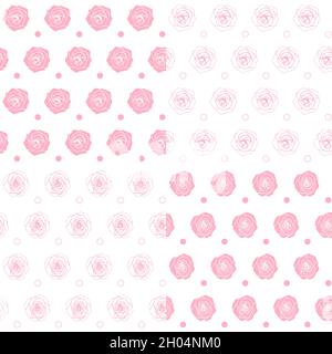 Set of seamless patterns with roses. Backgrounds with isolated vector objects on white. Stock Vector