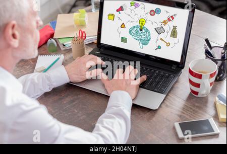 Business idea concept shown on a laptop screen Stock Photo