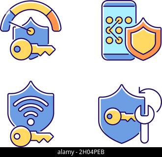 System password RGB color icons set Stock Vector