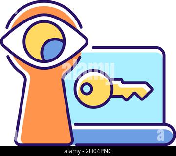 Shoulder surfing attack RGB color icon Stock Vector