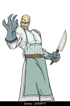 An evil undead serial killer character illustration Stock Photo