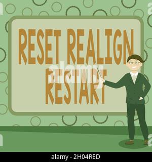 Text caption presenting Reset Realign Restart. Business idea Life audit will help you put things in perspectives Abstract Professor Giving Lectures Stock Photo