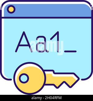 Letter and number password RGB color icon Stock Vector