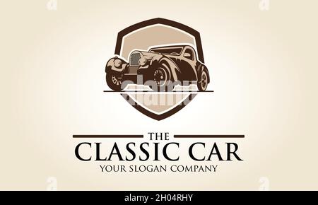 The Classic Car Vector Logo Illustration. Logo template with the image of the classic car for your company. Stock Vector