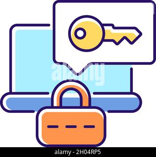 Laptop password requirement RGB color icon Stock Vector