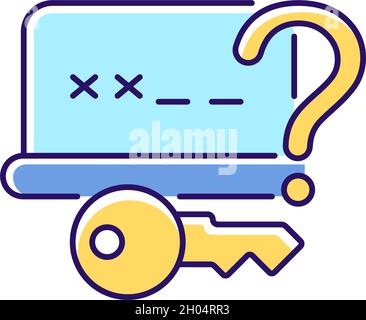 Forgetting password RGB color icon Stock Vector