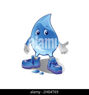 Water drop cartoon character isolated on white background. Vector illustration of a water droplet cartoon character. Stock Vector