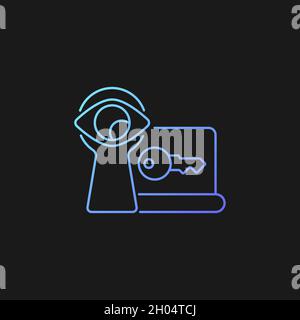 Shoulder surfing attack gradient vector icon for dark theme Stock Vector